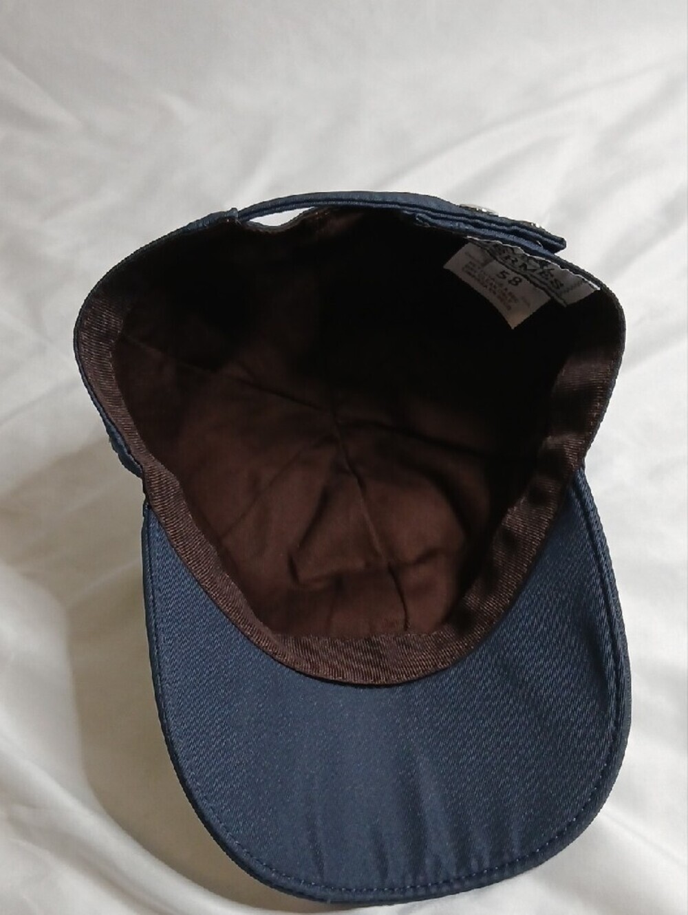 Hermes Navy Blue Baseball Cap with White Embroidered Logo - Picture 4 of 5